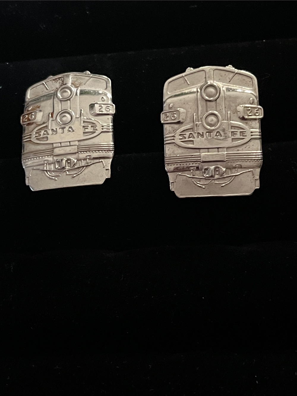 Vintage Santa Fe 26 Locomotive Cufflinks Has Patent # For A Lover Of Trains View 3